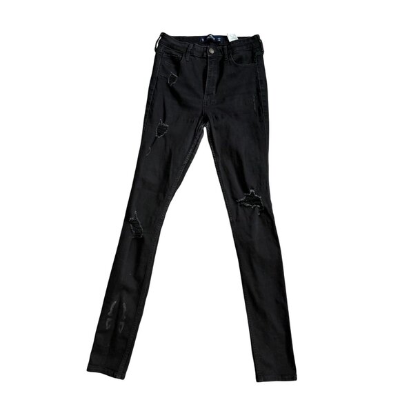 HOLLISTER Women's Black Distressed Skinny Jeans Size 27 Long - Picture 7 of 8